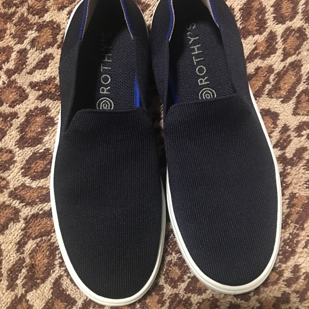 Rothy’s Slip on Sneakers - Navy Blue with Heel Stripe 8.5